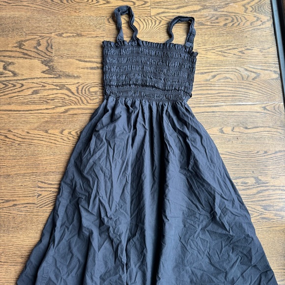 Club Monaco Cotton Smocked Bodice Maxi Dress Navy Size M - Picture 2 of 9